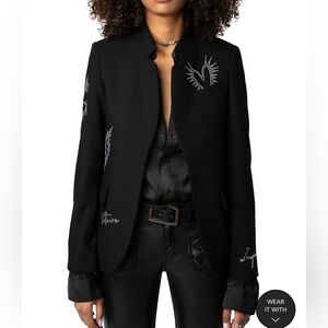 Zadig & Voltaire Blazer Very Strass Heart Blazer Size FR34 US 2 NWOT